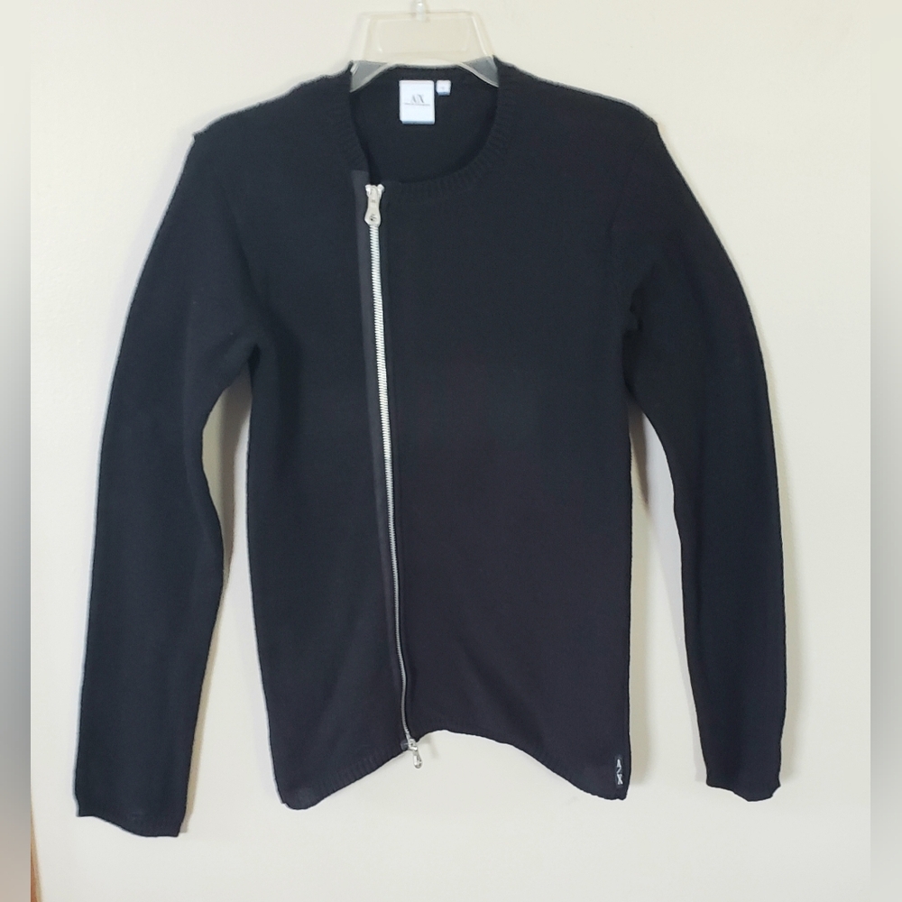 A/X Armani Exchange Women's Black Knit Asymmetrical Sweater Size Small - Picture 1 of 13